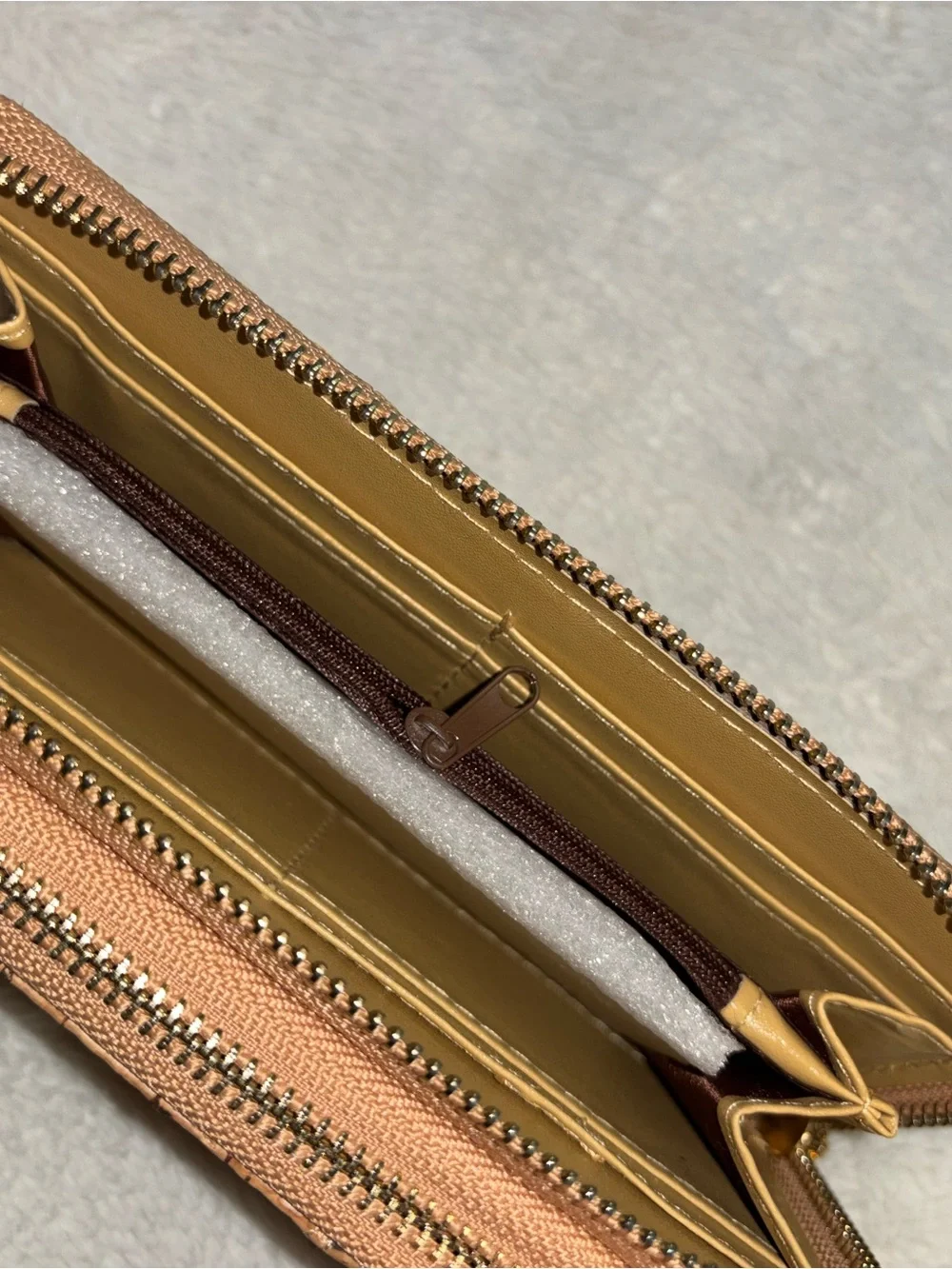 Cork Natural Brown Floral Zip Long Wallet